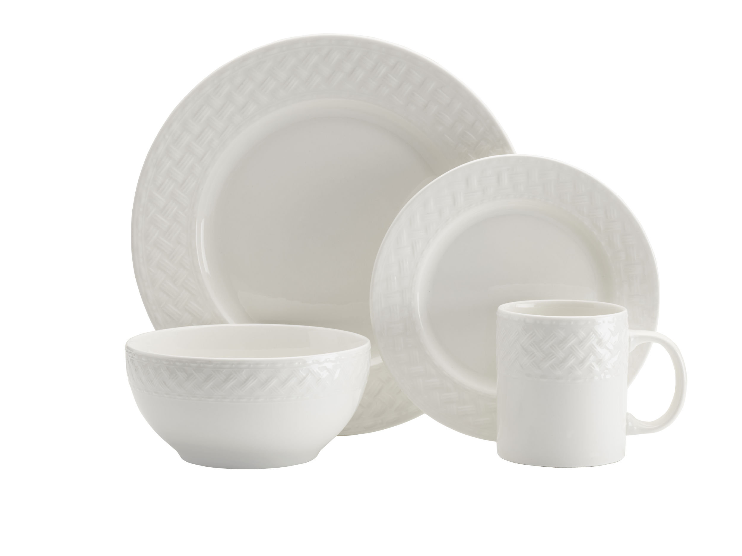 Pfaltzgraff Basketweave 16 Piece Porcelain Dinnerware Set Service for 4 Reviews Wayfair